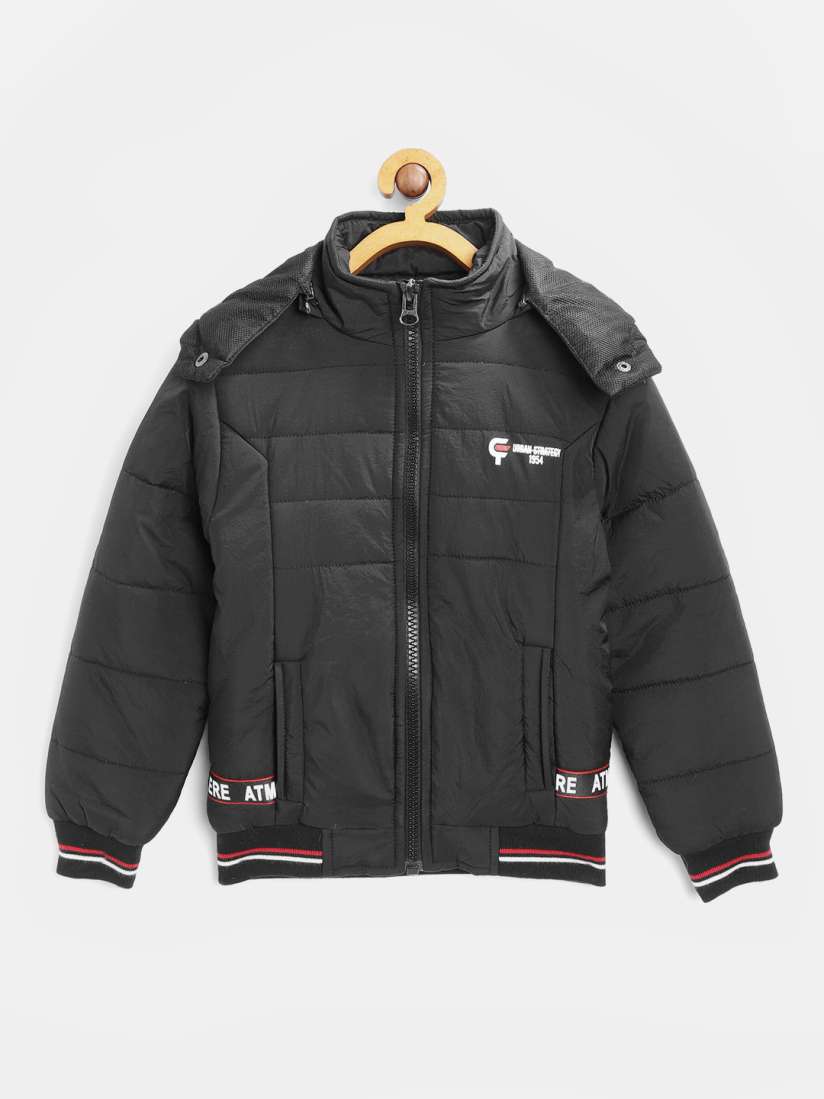 Buy Fort Collins Boys Black Solid Hooded Bomber Jacket Jackets for Boys 10859384 Myntra