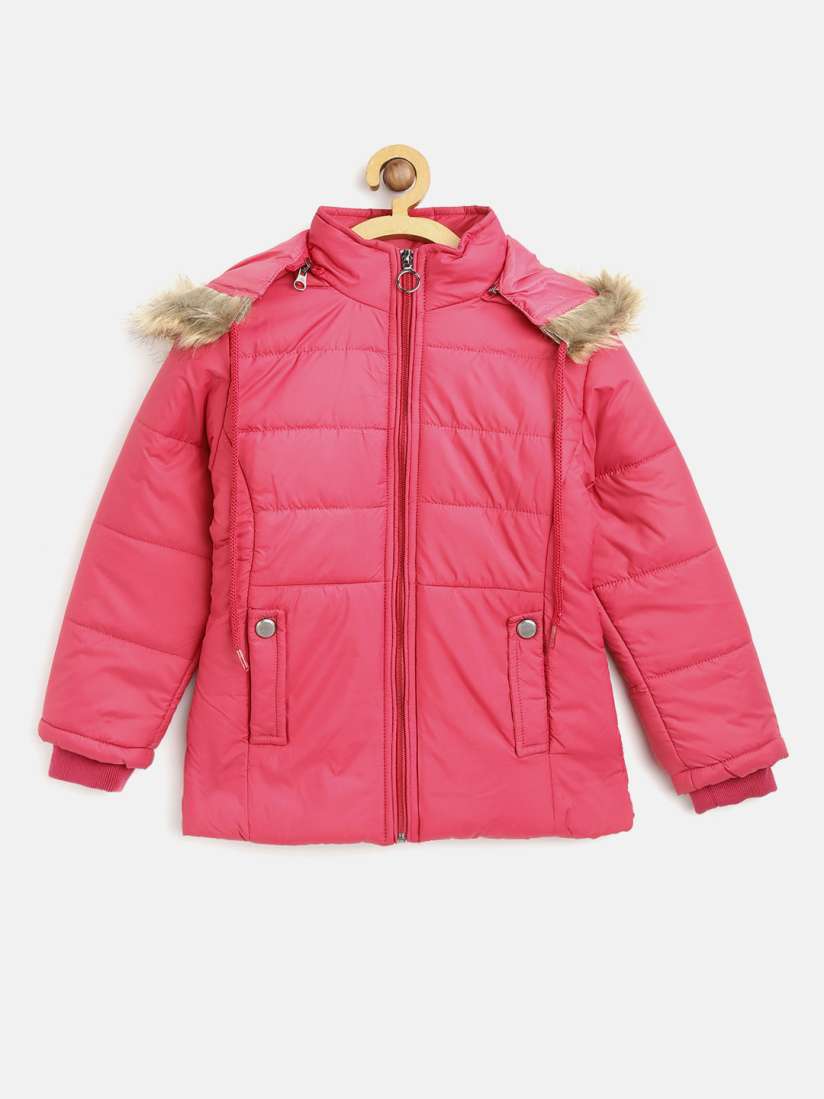 Buy Fort Collins Girls Pink Solid Hooded Parka Jacket Jackets for Girls 10859396 Myntra