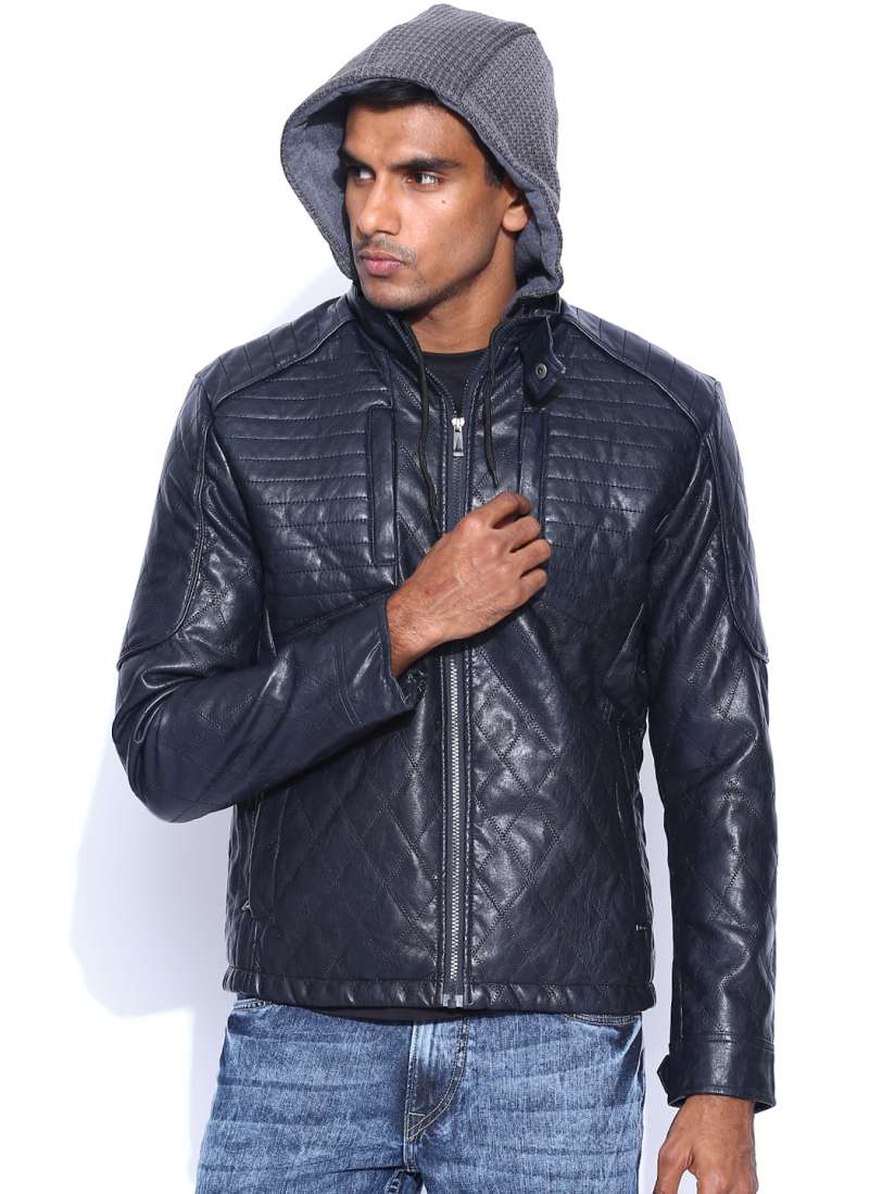 Buy Killer Black Hooded Biker Jacket Jackets for Men 1086151 Myntra