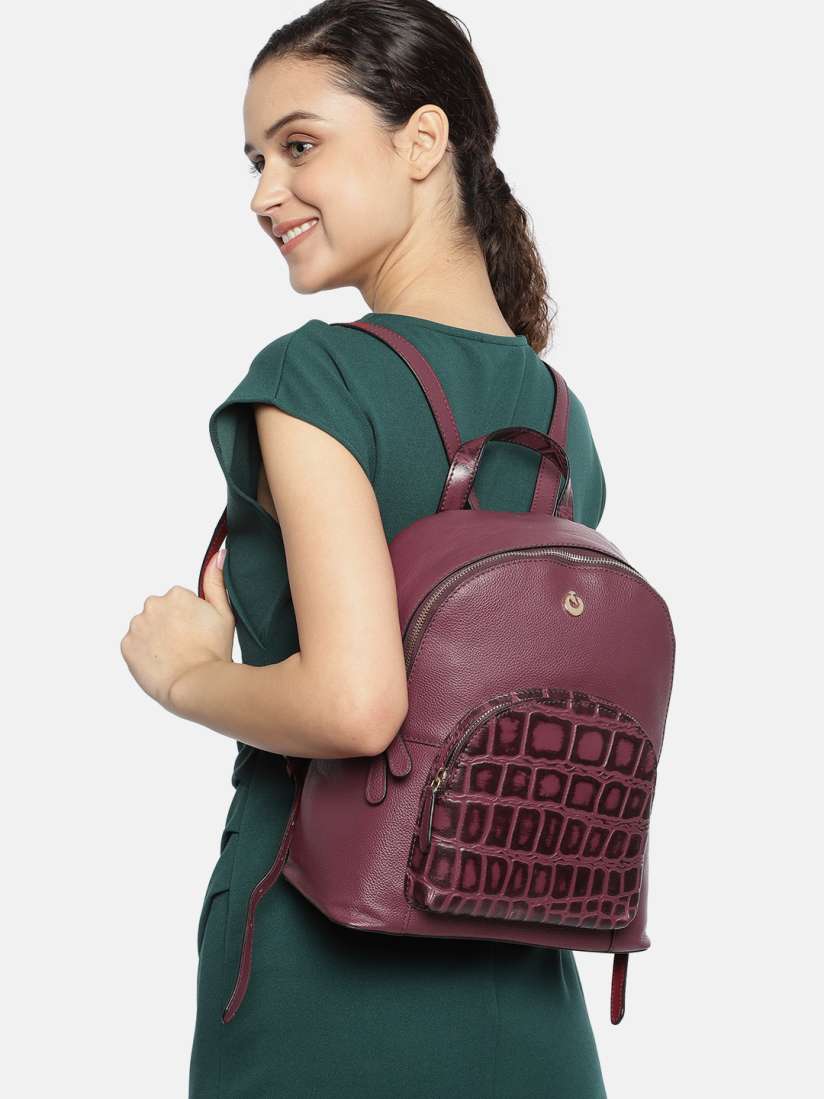 Buy Holii Women Burgundy Textured Leather Backpack Backpacks for Women 10868052 Myntra