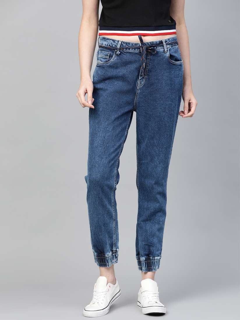 Buy Roadster Women Blue Skinny Acid Wash Mid Rise Clean Look Crop Stretchable Joggers Jeans Jeans for Women 10873446 Myntra