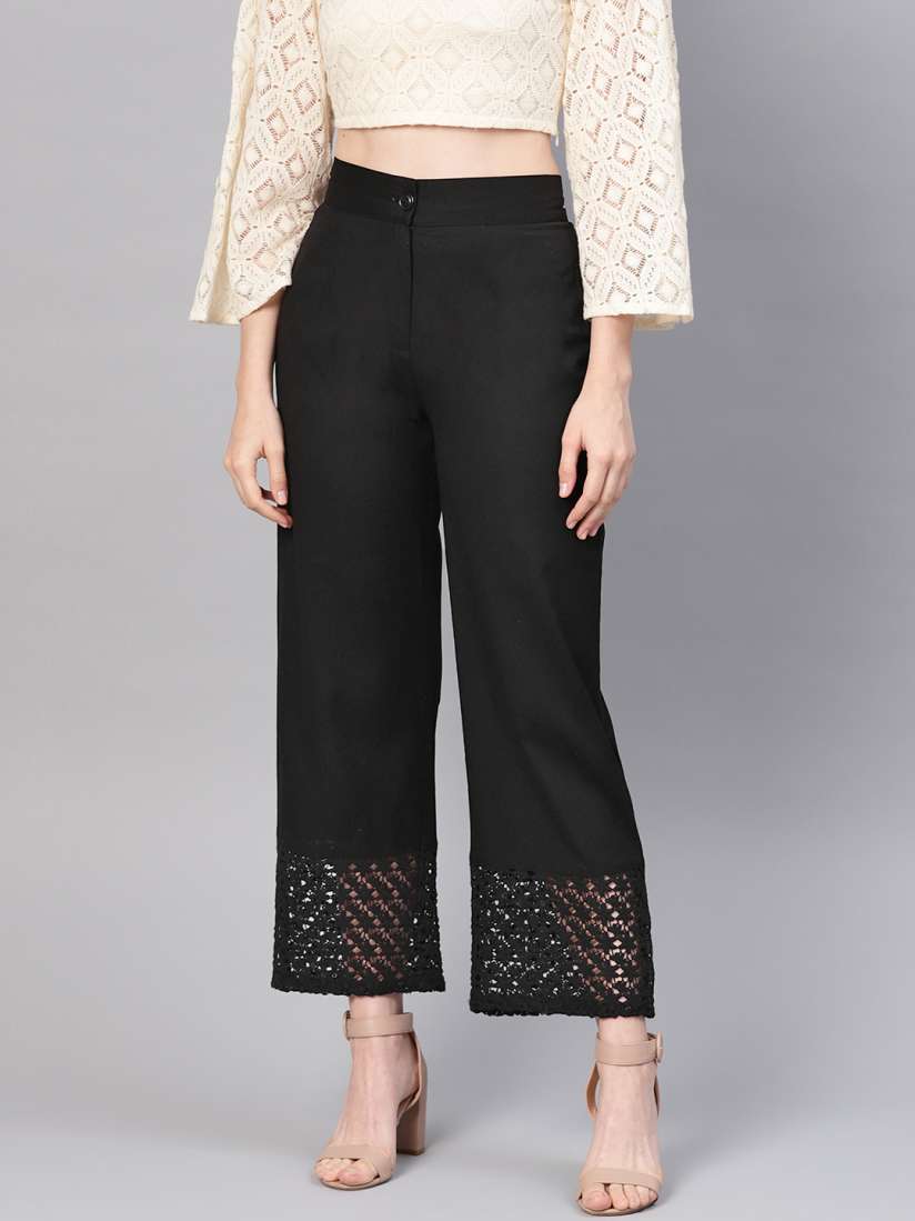 Black palazzo pants myntra outlet