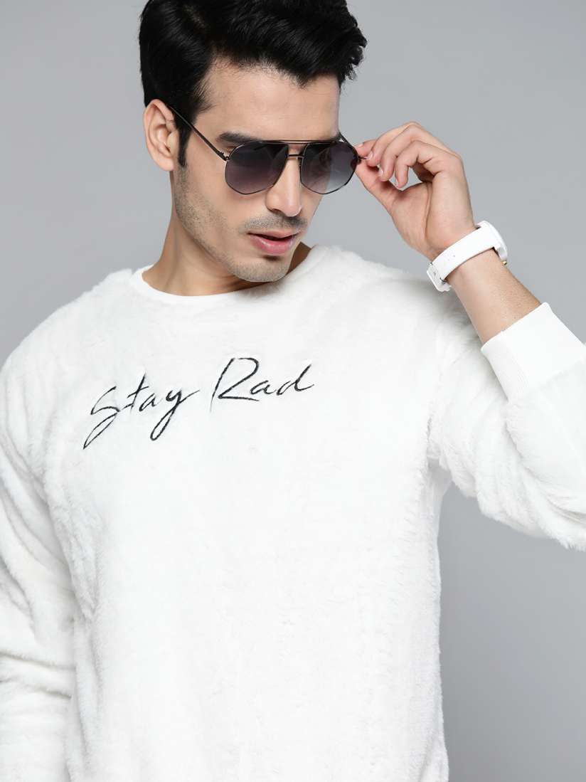 Buy Kook N Keech Men White Printed Detail Fuzzy Sweatshirt Sweatshirts for Men 10884948 Myntra