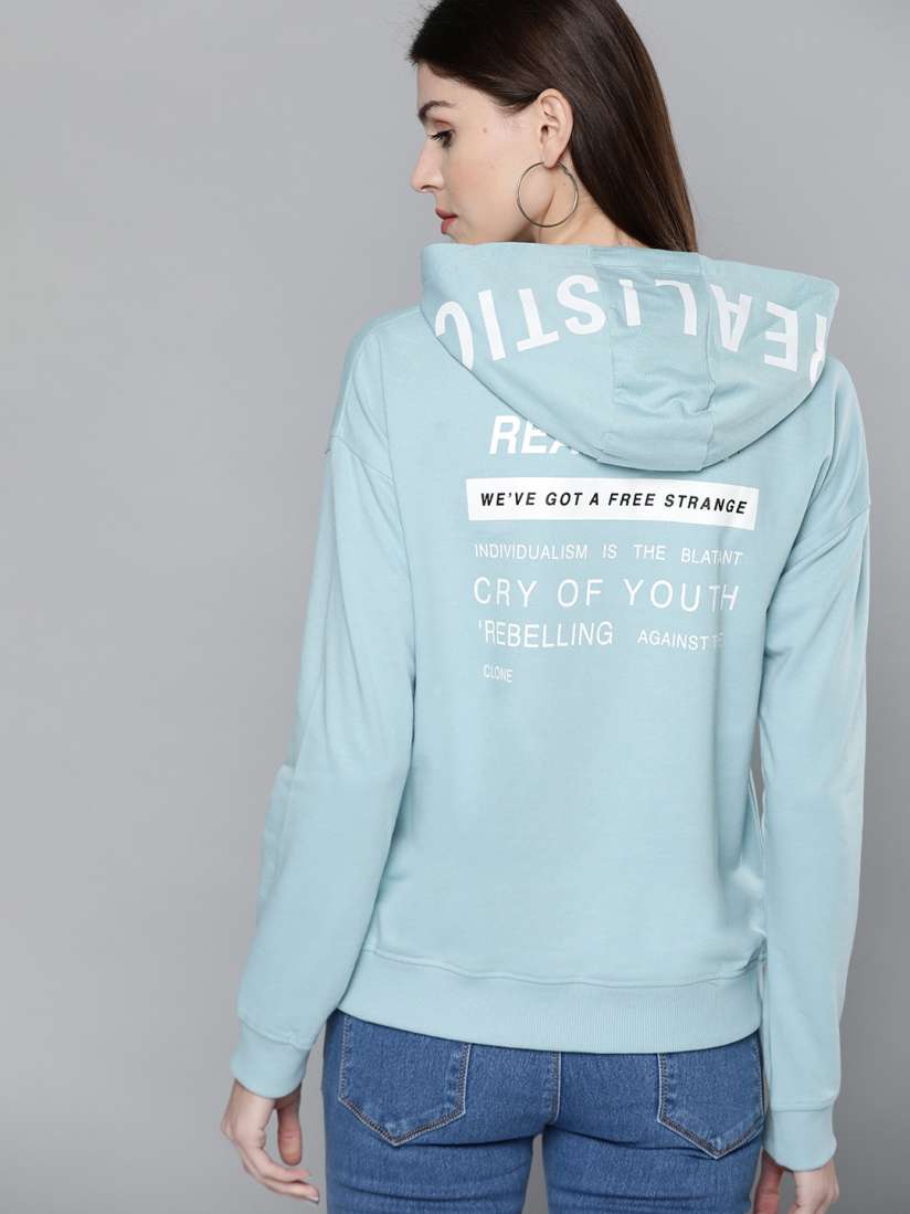 Buy Kook N Keech Women Blue White Printed Hooded Sweatshirt Sweatshirts for Women 10884956 Myntra
