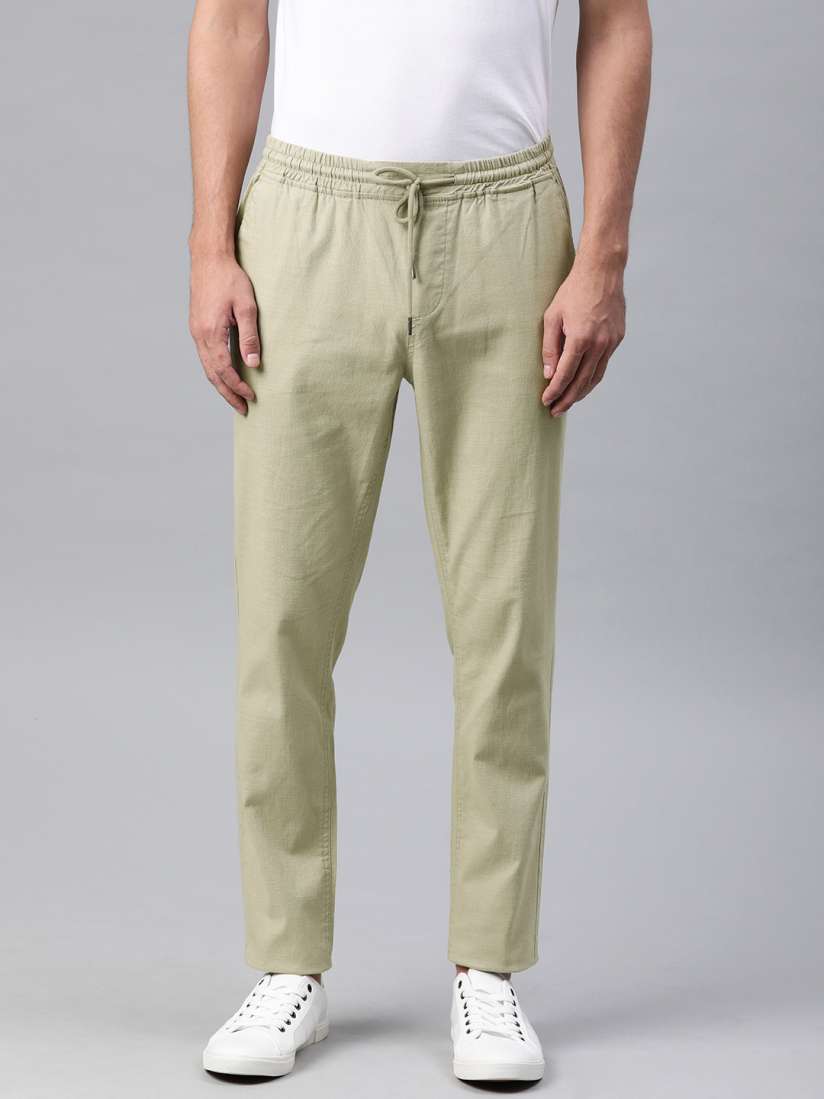 Buy IVOC Men Olive Green Slim Fit Solid Joggers Trousers for Men 10885036 Myntra