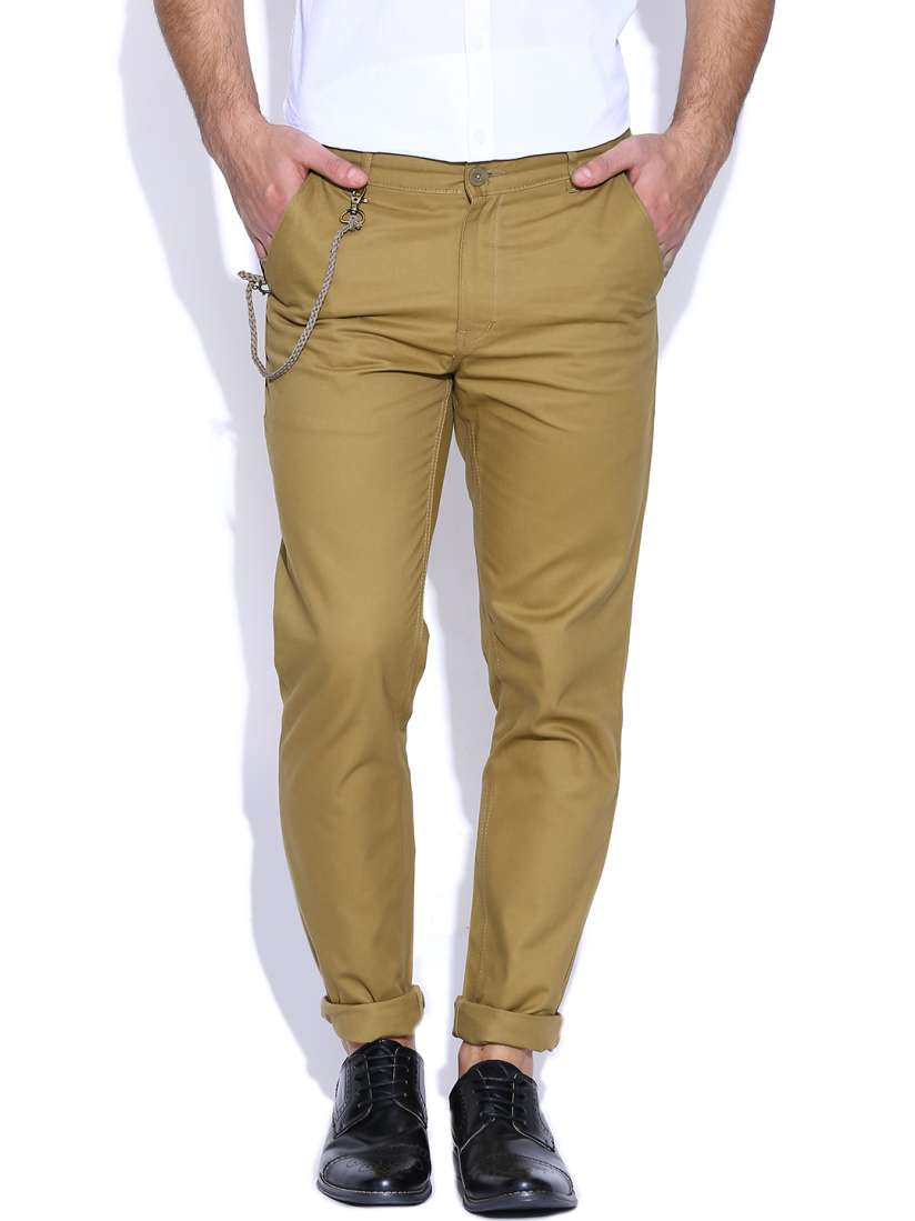 Buy Hubberholme Khaki Structured Fit Casual Trousers Trousers for Men 1088853 Myntra