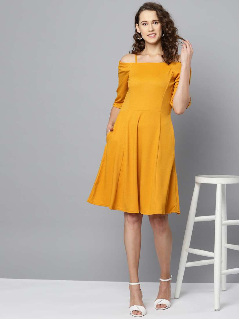 Mustard yellow casual dress deals