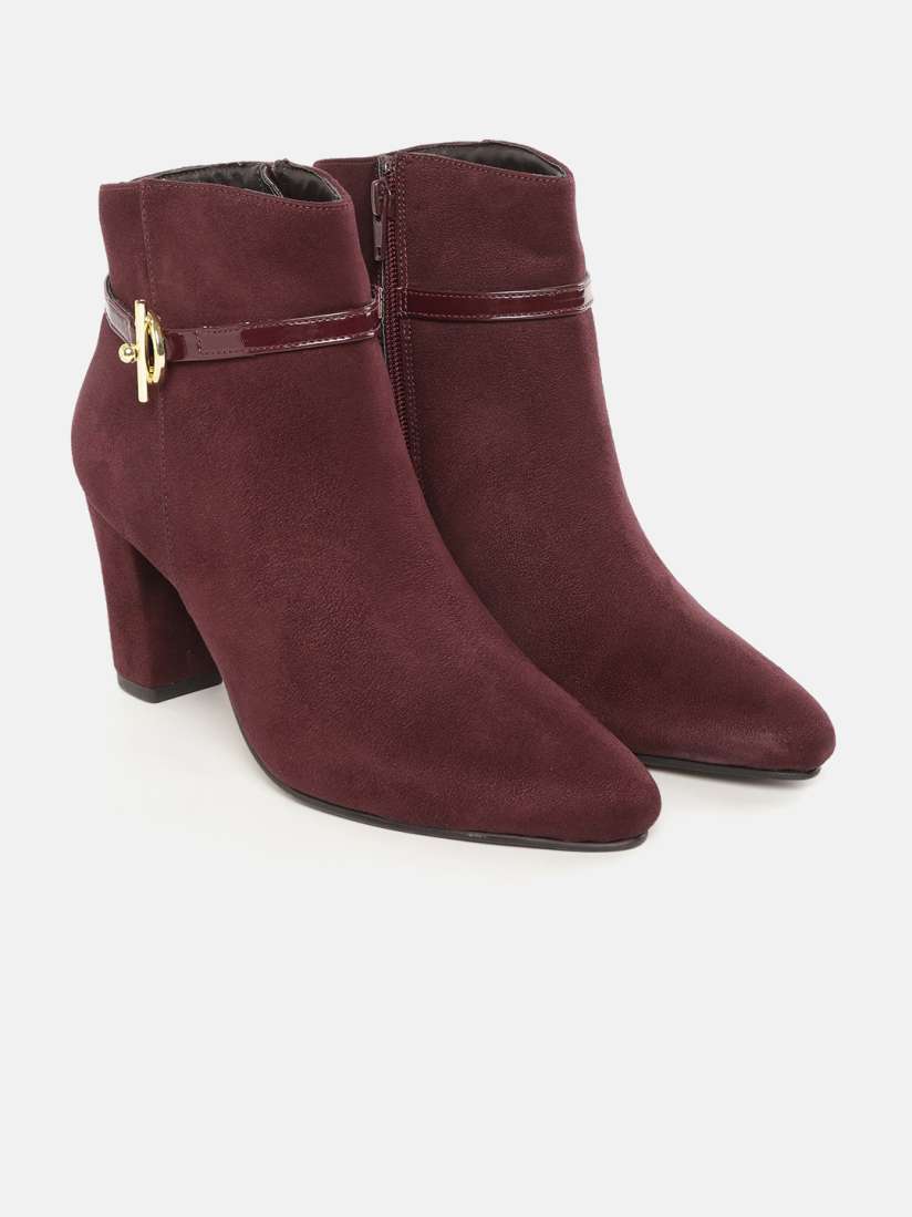 Womens burgundy suede booties cheap