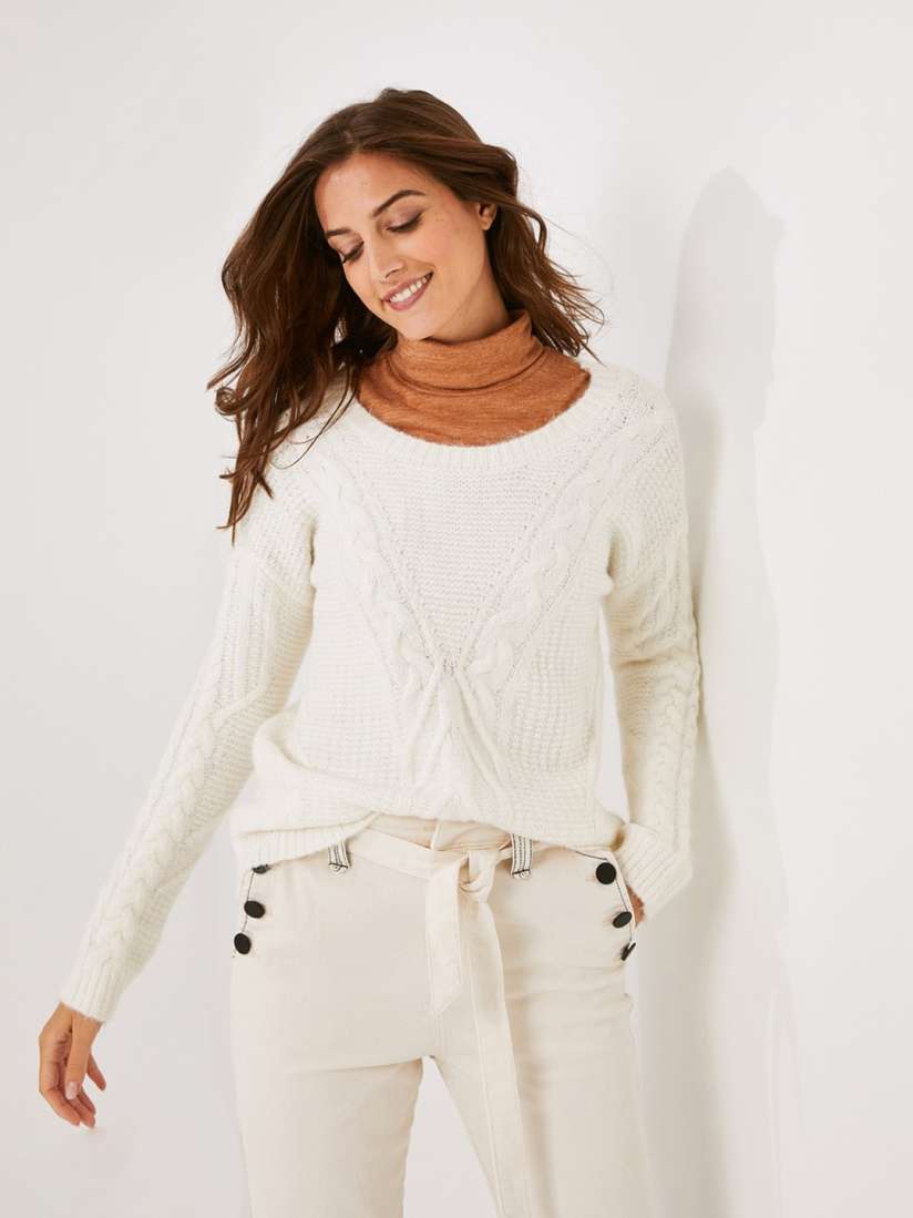 Buy promod Women White Cable Knit Sweater Sweaters for Women 10918286 Myntra