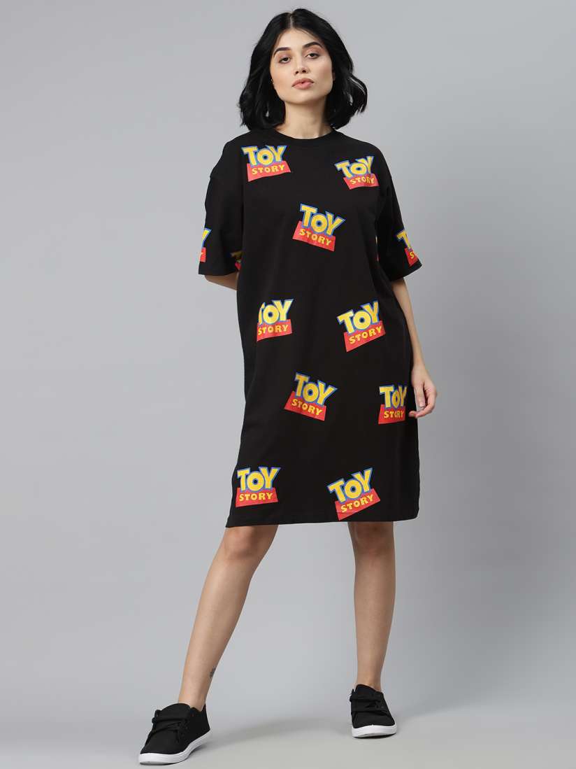 Buy Kook N Keech Disney Women Black Yellow Toy Story Print Cotton T shirt Dress Dresses for Women 10926264 Myntra