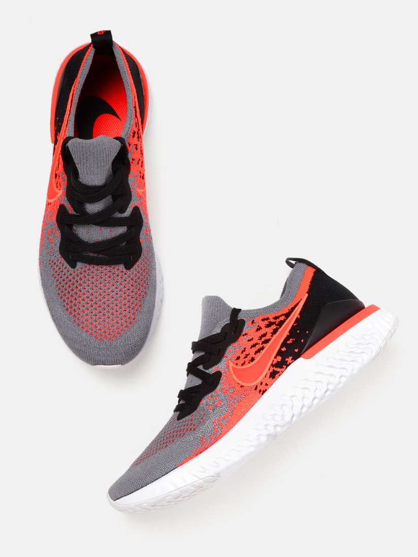 Buy Nike Men Charcoal Grey Coral Orange Epic React Flyknit 2 Woven Design Running Shoes Sports Shoes for Men 10930358 Myntra