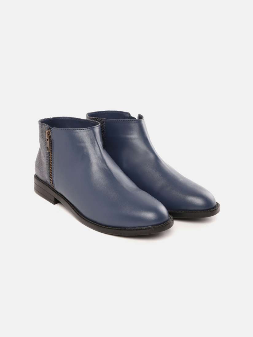Navy flat boots sale