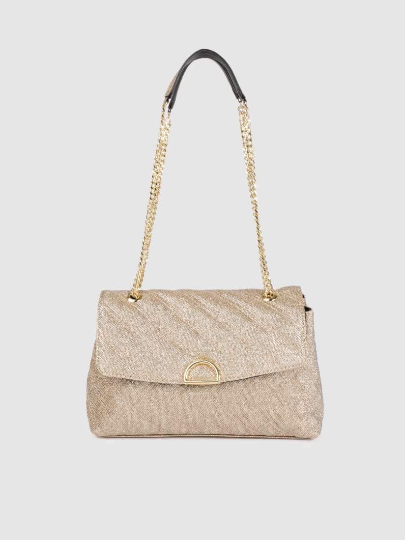 Buy Accessorize Gold Toned Textured Sling Bag Cum Shoulder Bag Handbags for Women 10934480 Myntra