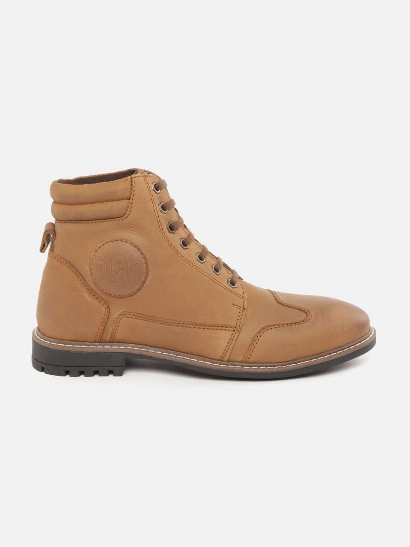 Buy Royal Enfield Men Tan Brown Solid Leather Mid Top Flat Boots Casual Shoes for Men 10939180 Myntra