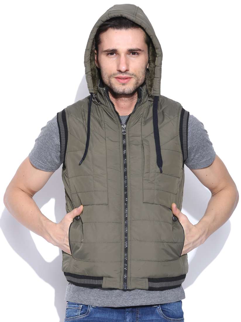 Olive green sleeveless jacket clearance
