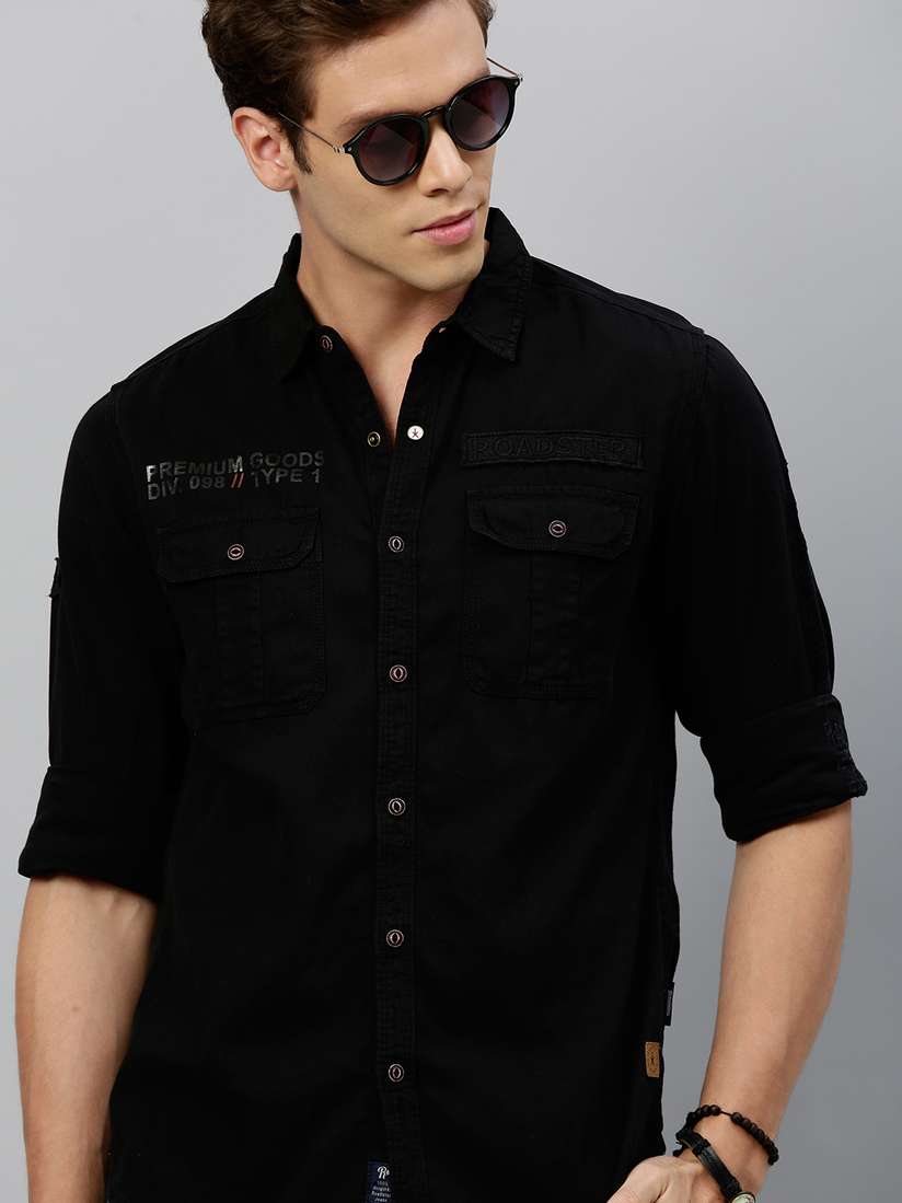 black denim shirt spykar online shirts