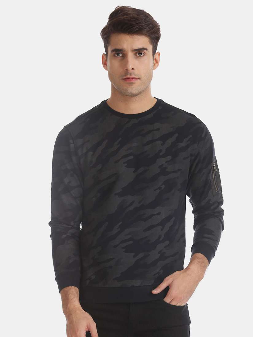 Buy Flying Machine Men Black Camouflage Sweatshirt Sweatshirts for Men 10963994 Myntra