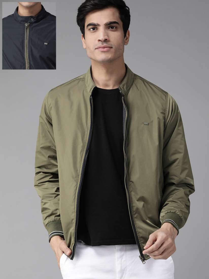 Buy The Roadster Lifestyle Co Men Olive Green Navy Blue Solid Reversible Jacket Jackets for Men 10968484 Myntra