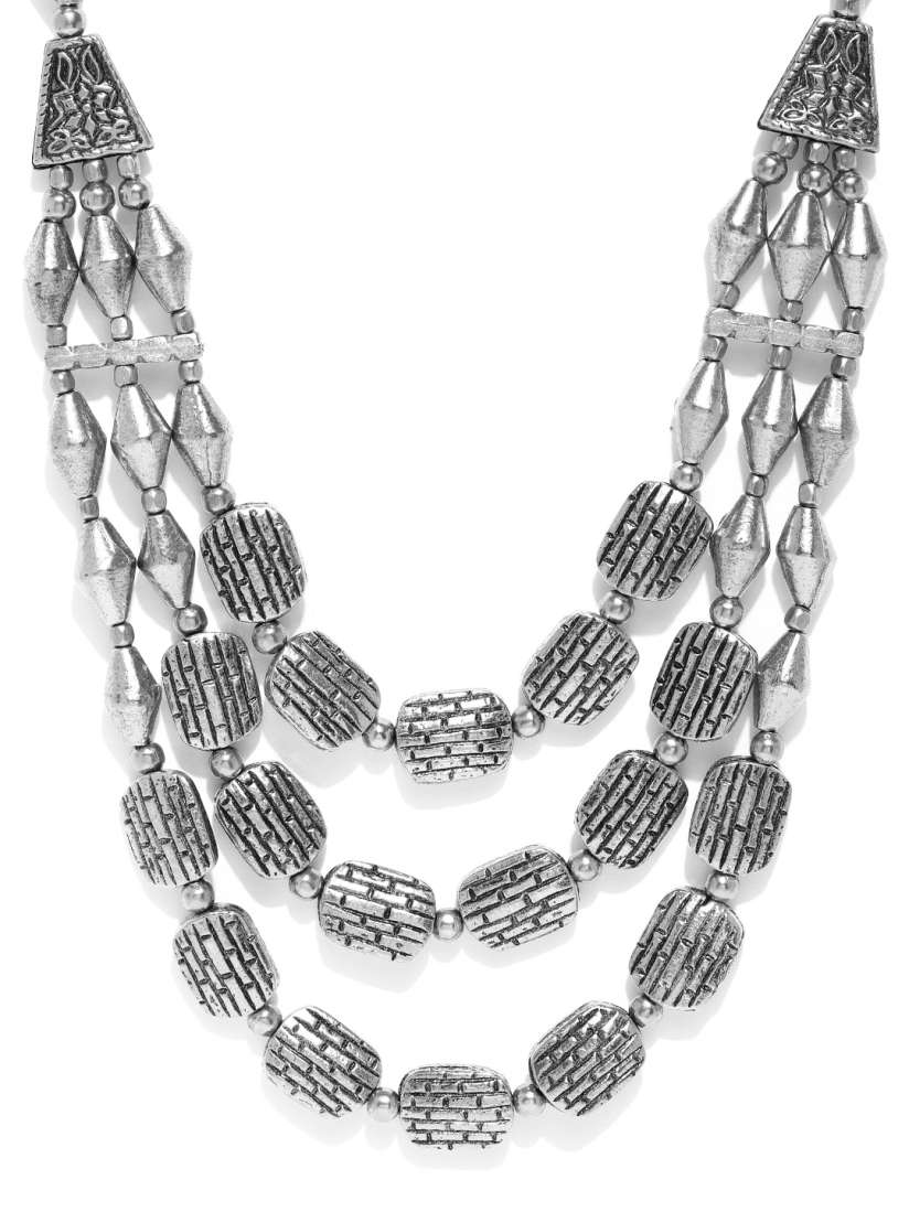 Buy Infuzze Oxidised Silver Toned Brass Plated Layered Necklace Necklace and Chains for Women 10976786 Myntra