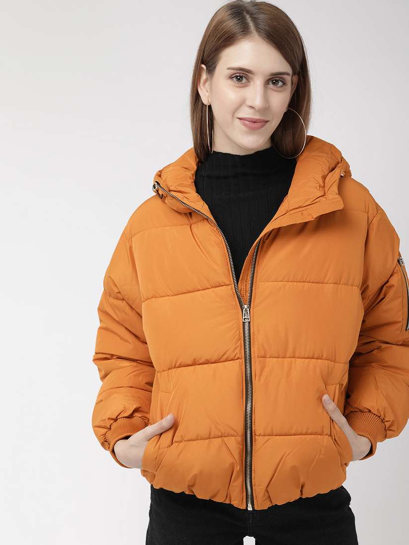 Myntra Bubble Jacket Forever 21 FOREVER 21 Women Blue Crop Puffer