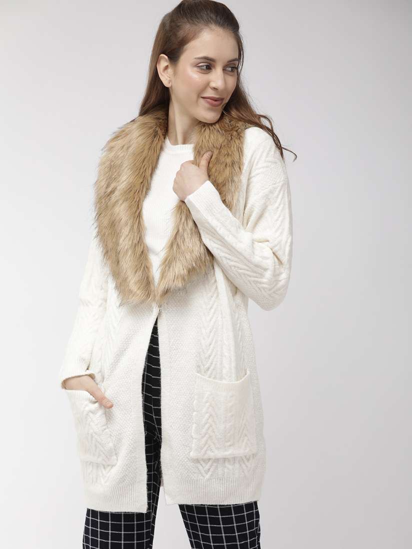 Women's sweaters with fur collars top