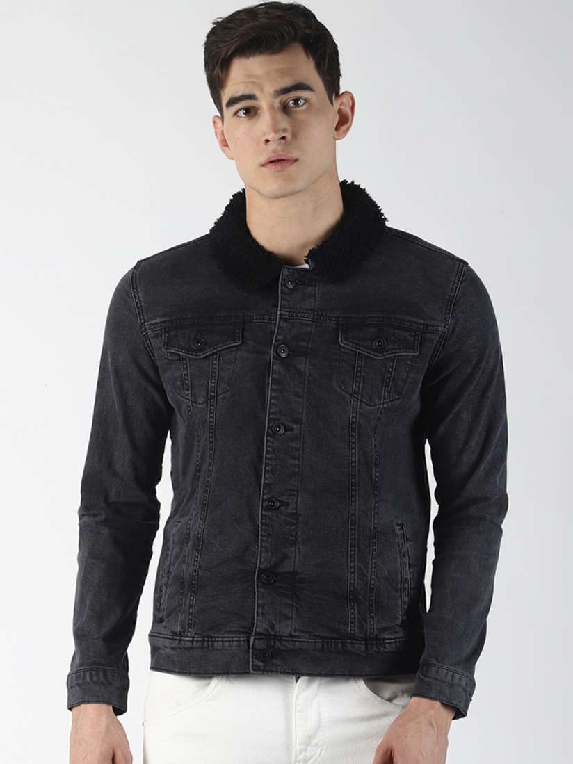 Blue saint black denim jacket online