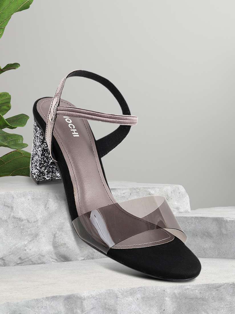 Mochi Transparent Heels Chunky Heeled Sandals With Synthetic Upper