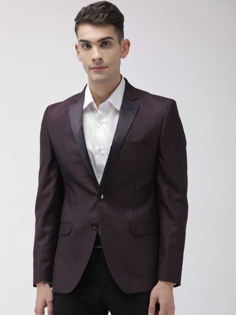Buy Park Avenue Men Navy Blue Red Self Design Super Slim Fit Single Breasted Party Blazer Blazers for Men 11010834 Myntra
