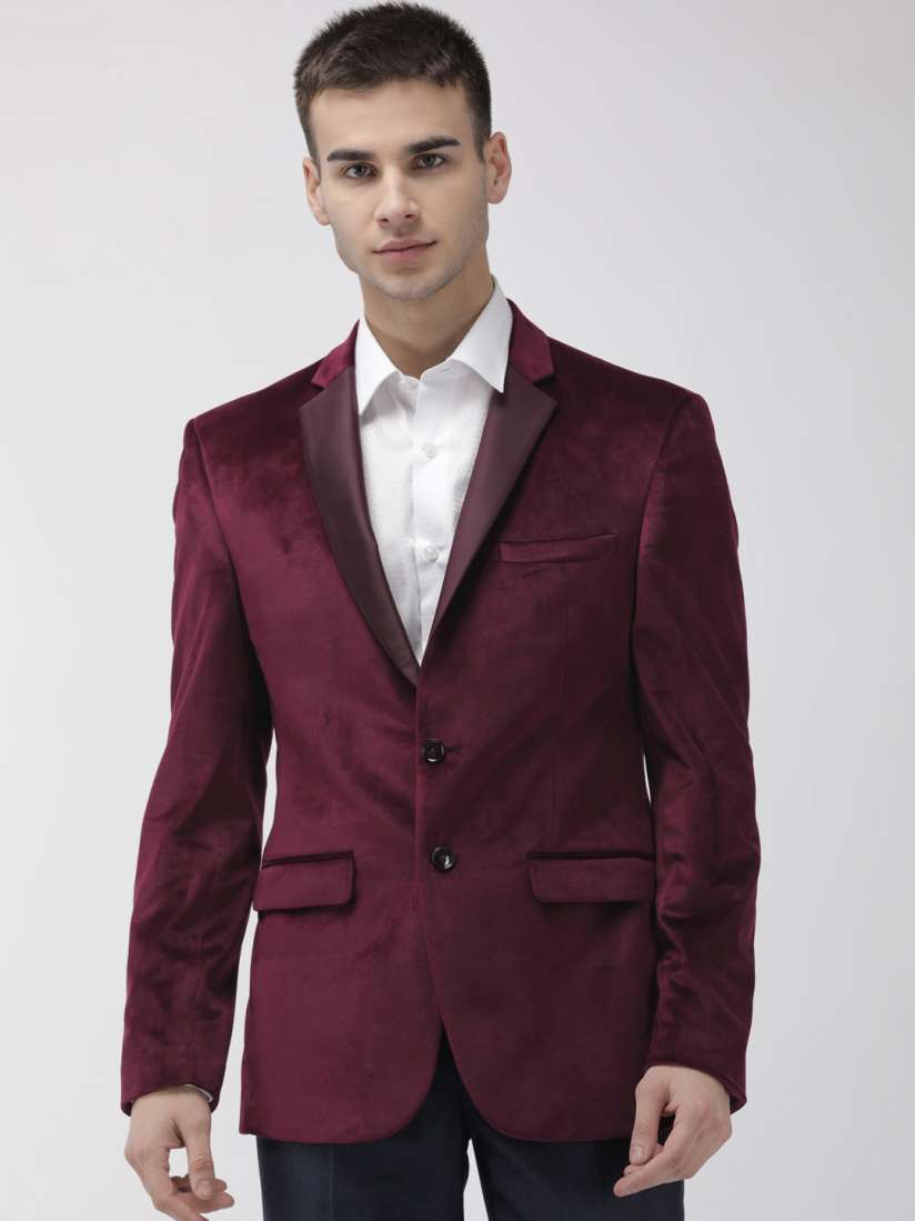 Buy Park Avenue Men Maroon Solid Velvet Super Slim Fit Single Breasted Formal Blazer Blazers for Men 11010874 Myntra