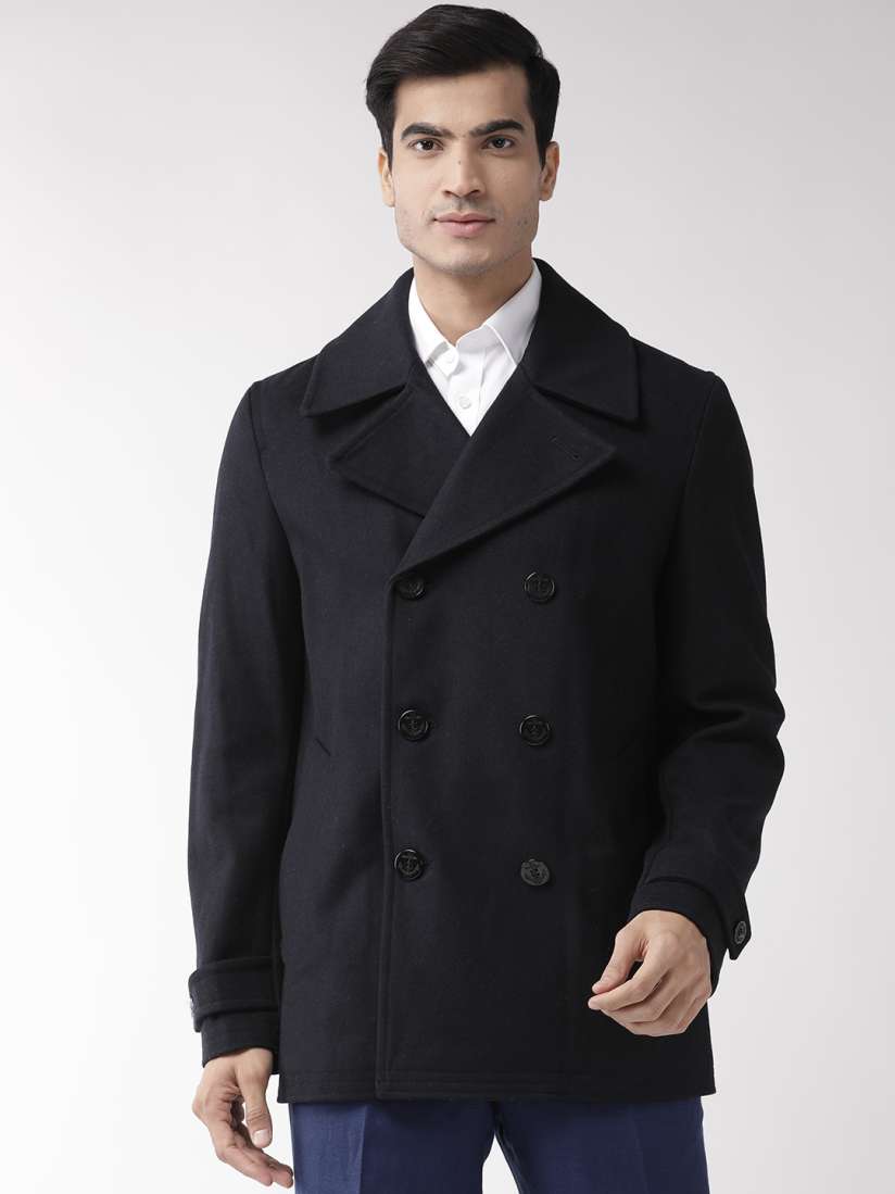 Buy Marks Spencer Men Navy Blue Solid Double Breasted Pea Coat Coats for Men 11014324 Myntra