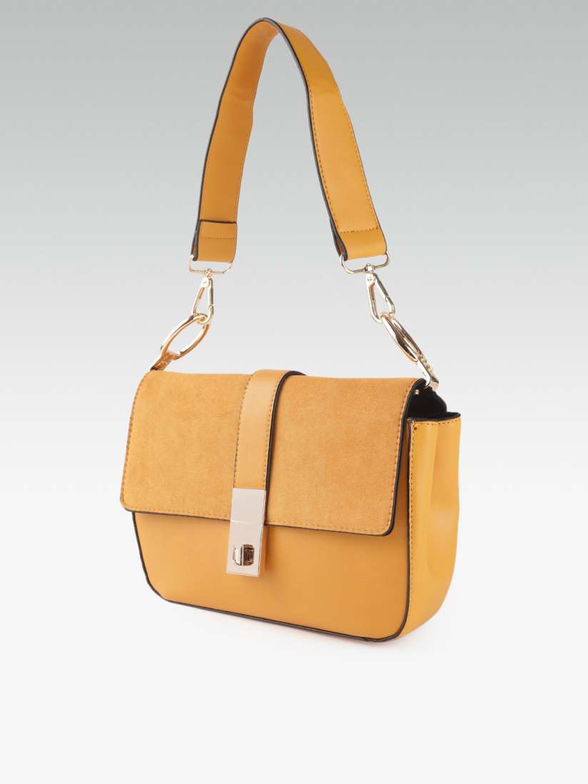 Buy DOROTHY PERKINS Mustard Yellow Solid Shoulder Bag With Detachable Sling Strap Handbags for Women 11018280 Myntra