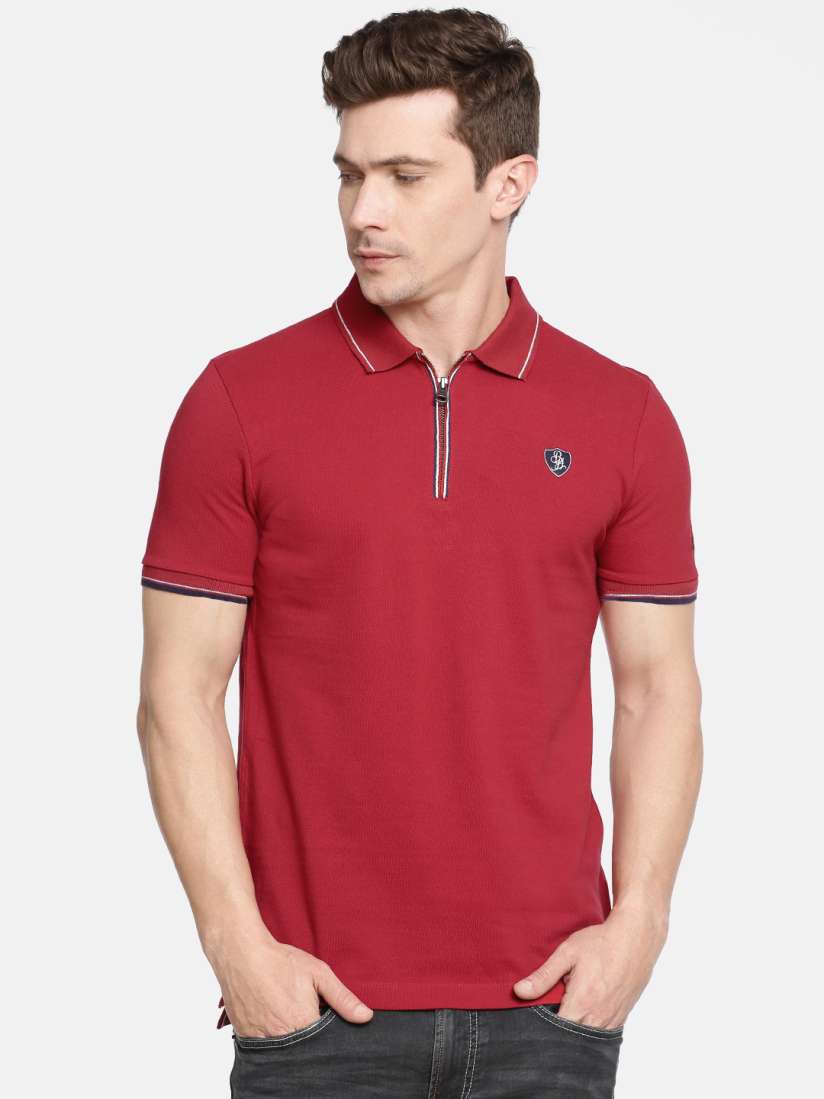 Buy Being Human Men Red Solid Polo Collar Pure Cotton T shirt Tshirts for Men 11019722 Myntra