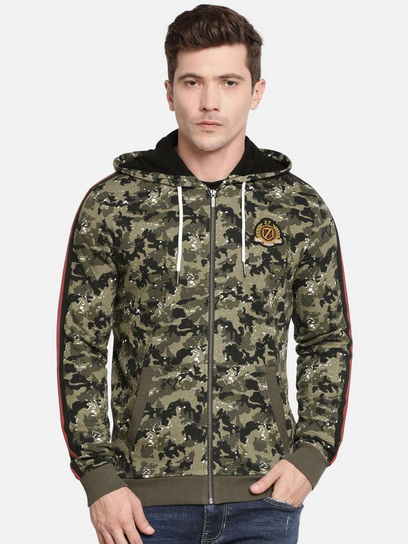 Apparel Army Green Hooded Sweatshirt Being Human Clothing Men