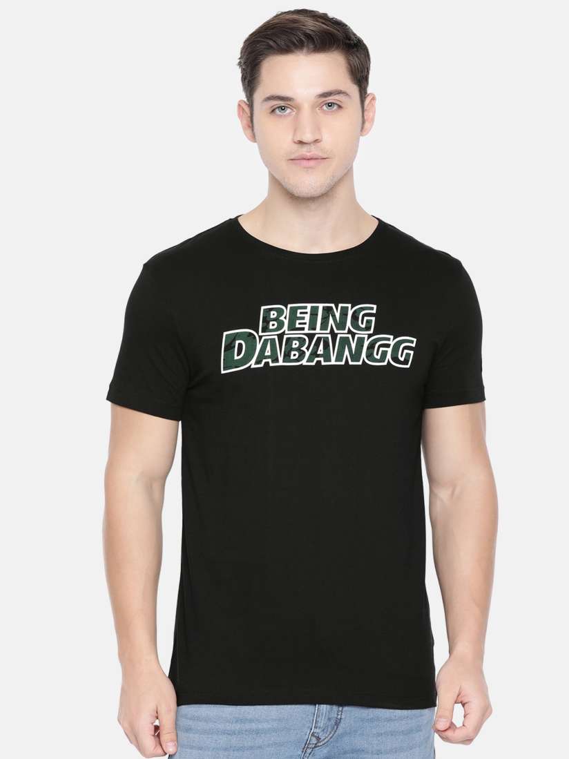 Buy Being Human Clothing Men Black Printed Round Neck Pure Cotton T shirt Tshirts for Men 11019968 Myntra