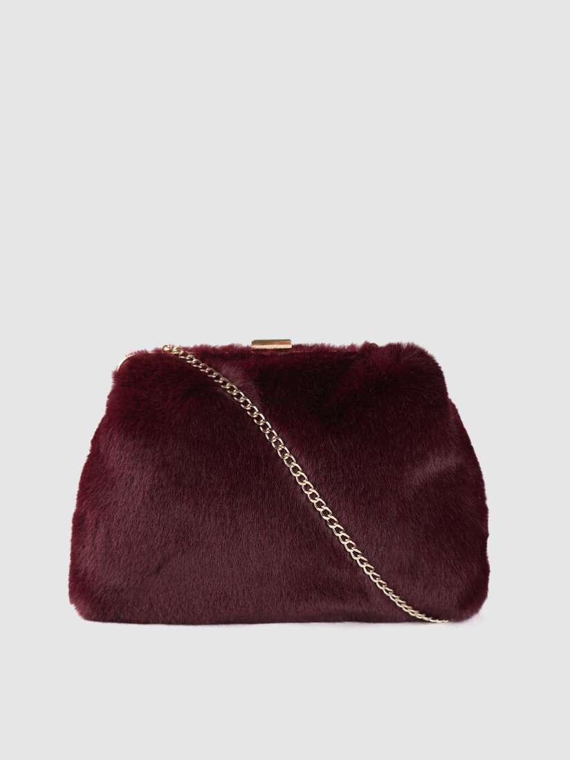 Buy Accessorize Burgundy Faux Fur Purse Clutches for Women 11024610 Myntra