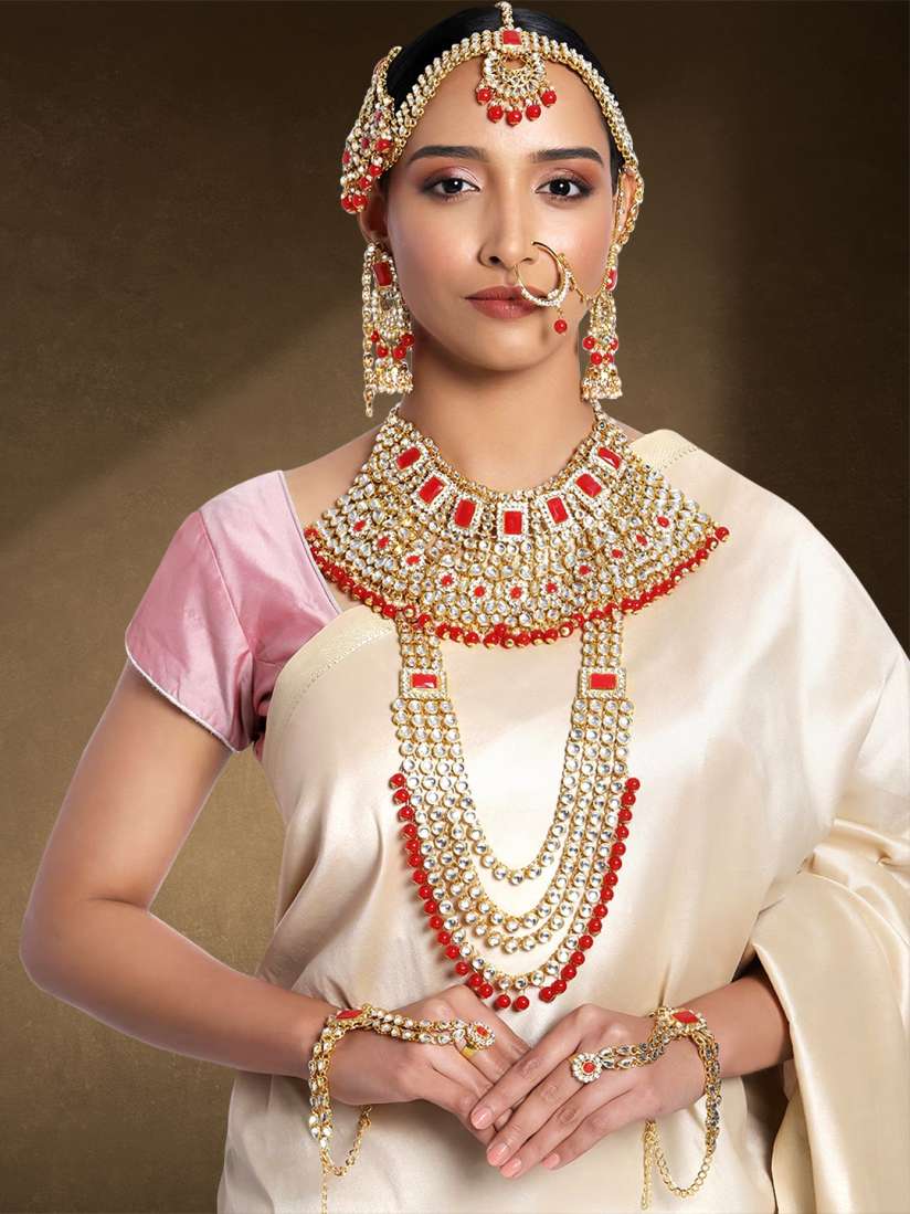 Red and golden bridal jewellery online