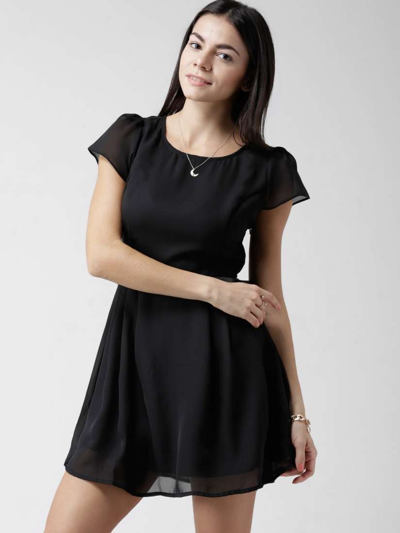 Buy FOREVER 21 Black Fit Flare Dress with Belt Dresses for Women 1103006 Myntra