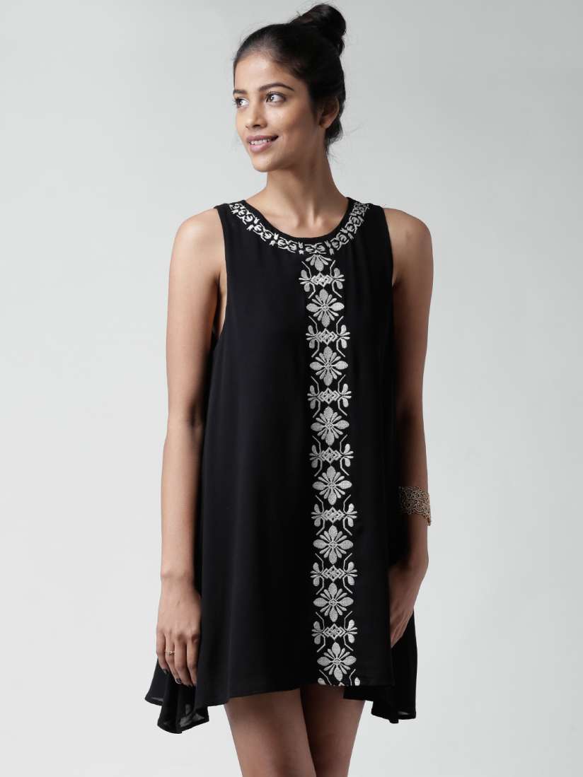 Forever 21 black embroidered dress cheap