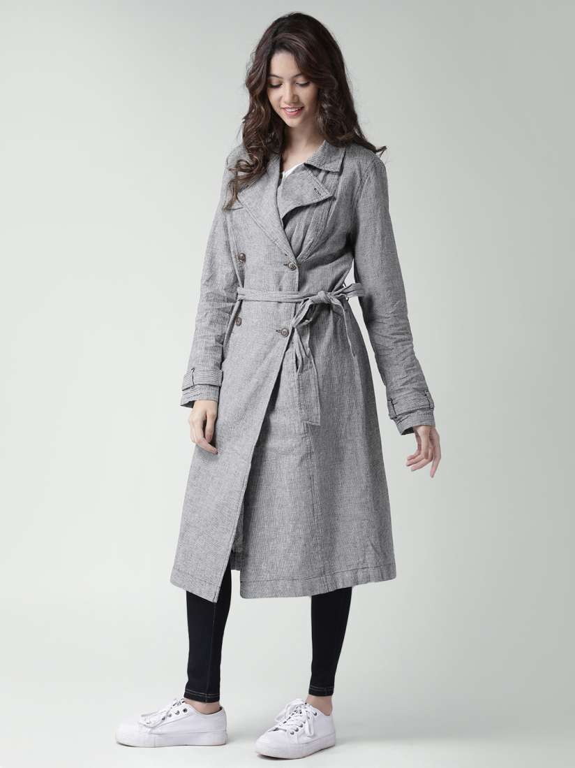 Buy FOREVER 21 White Linen Houndstooth Long Jacket Jackets for Women 1103237 Myntra