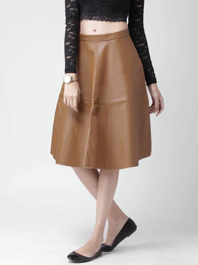 Buy FOREVER 21 Brown Panelled Flared Skirt Skirts for Women 1103639 Myntra