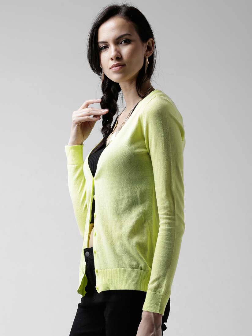 Buy FOREVER 21 Lime Green Cardigan Sweaters for Women 1103727 Myntra