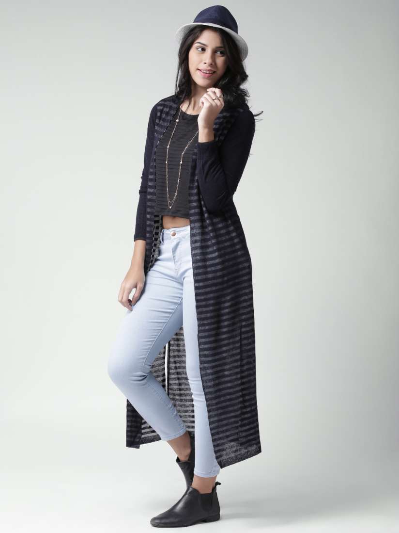 Buy FOREVER 21 Navy Off White Striped Long Shrug Shrug for Women 1103803 Myntra