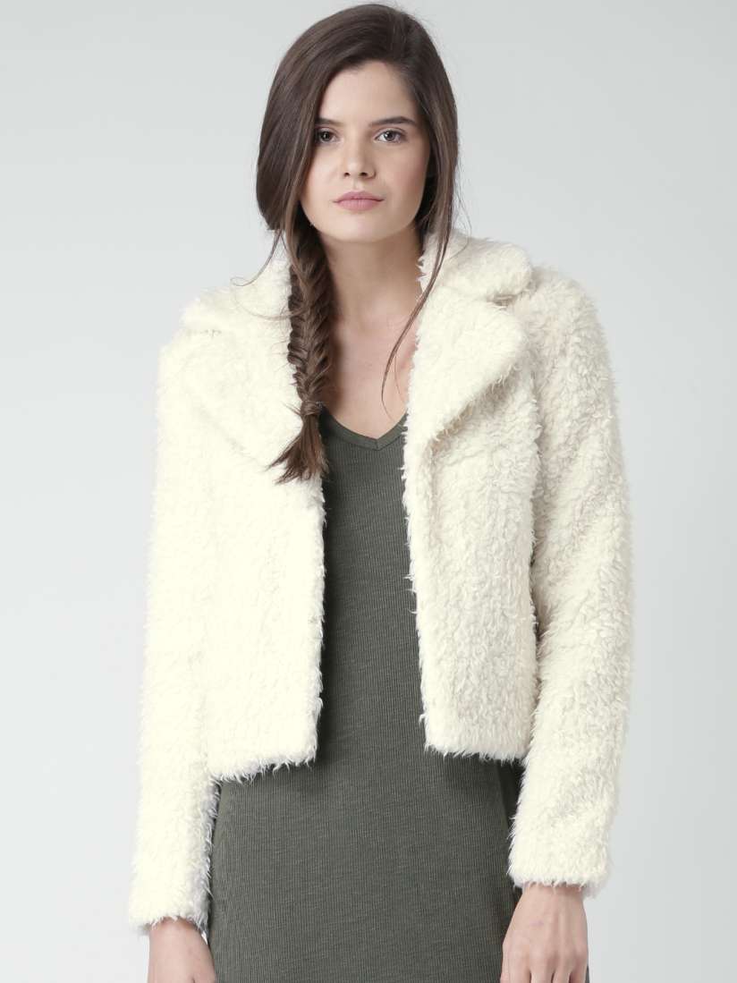 Buy FOREVER 21 Cream Coloured Faux Fur Coat Coats for Women 1104628 Myntra