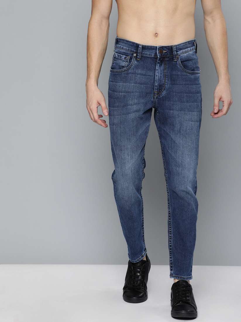 Buy HERE NOW Men Blue Slim Tapered Fit Mid Rise Clean Look Stretchable Ankle Length Jeans Jeans for Men 11047376 Myntra