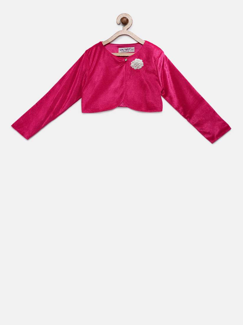 Buy Soul Fairy Girls Fuchsia Pink Solid Button Velvet Shrug Shrug for Girls 11050342 Myntra