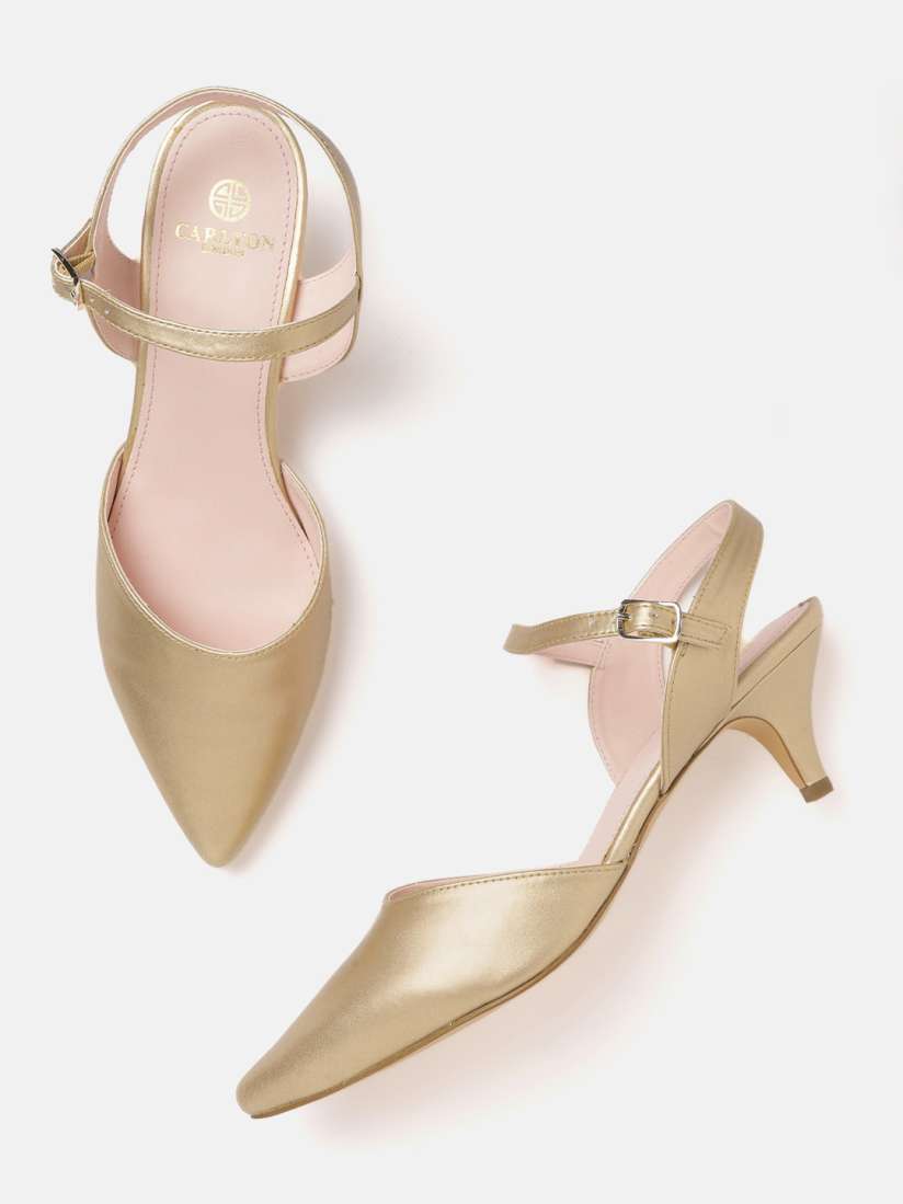 Buy Carlton London Women Gold Toned Solid Kitten Heels Heels for Women 11056740 Myntra