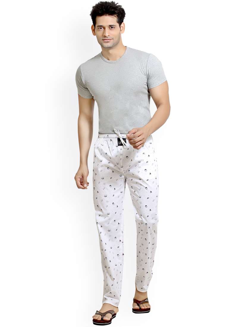Buy London Bee White Printed Pyjamas MPLB0042 Lounge Pants for Men 1106096 Myntra