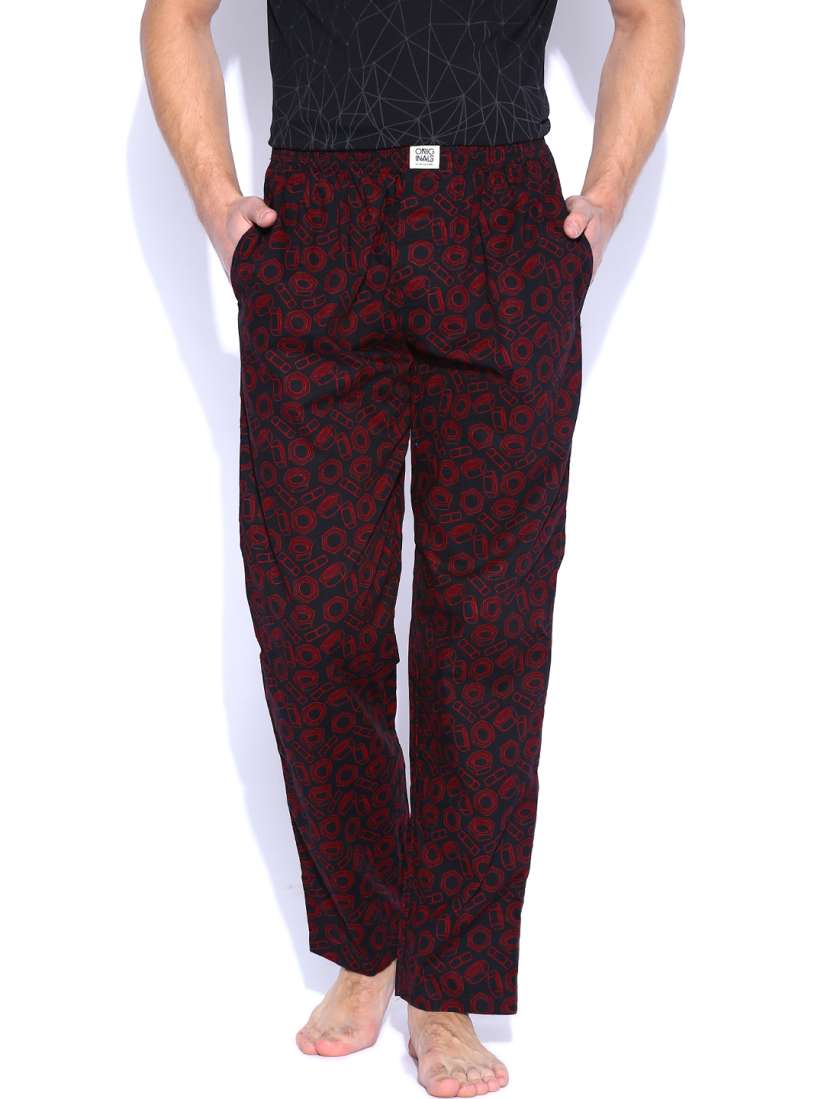Buy Jack Jones Black Maroon Printed Pyjamas 1751071005 Lounge Pants for Men 1106577 Myntra
