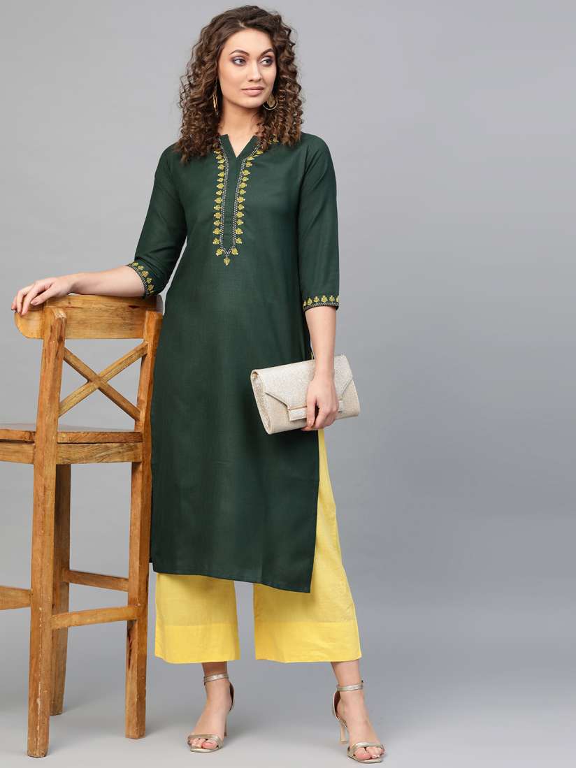 Buy Libas Women Green Solid Straight Kurta Kurtas for Women 11066232 Myntra