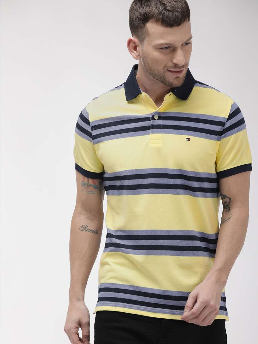 Blue and yellow tommy hilfiger shirt clearance
